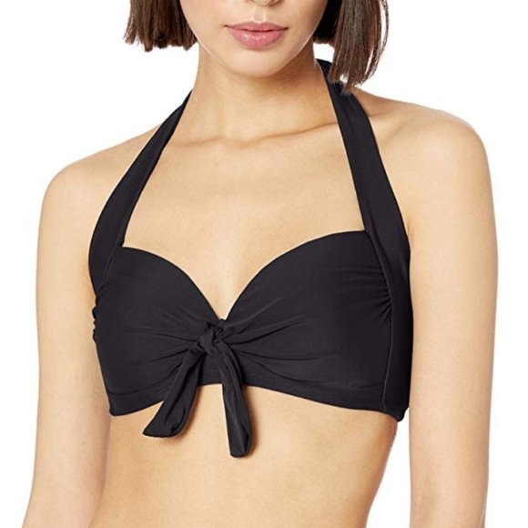 Other - Tie front halter bikini black swimsuit top